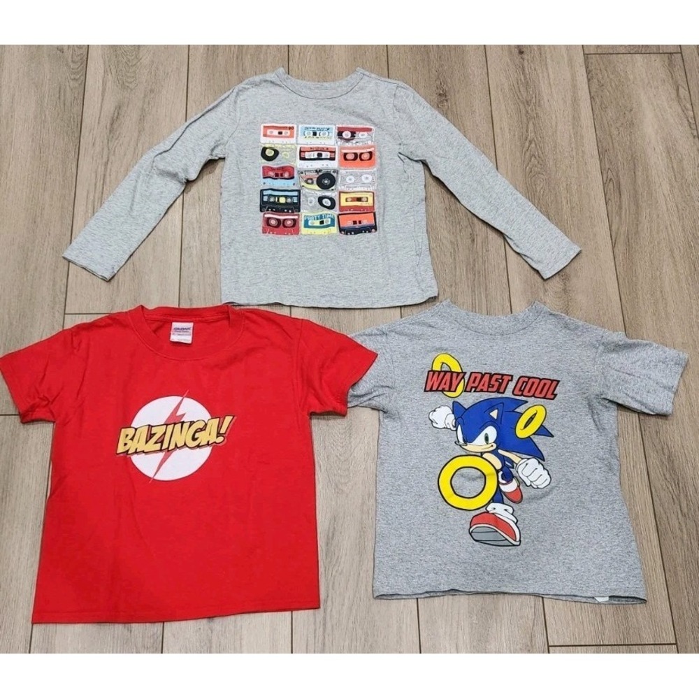 3 Kids Graphic Tees Shirts Sega Sonic Bazinga Big Bang Gap Tapes Size Small (7)